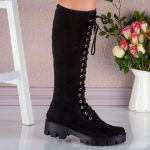 Bocanci din piele naturala intoarsa New Black Polinski - imagine 4