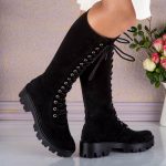 Bocanci din piele naturala intoarsa New Black Polinski - imagine 2