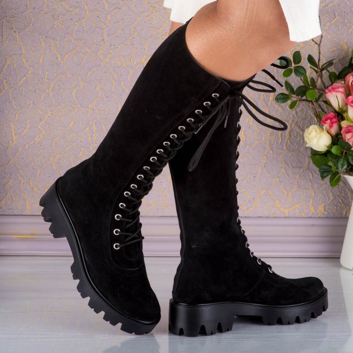 Bocanci din piele naturala intoarsa New Black Polinski - imagine 2