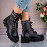 Bocanci din piele naturalan Vintage Black Polinski - imagine 5