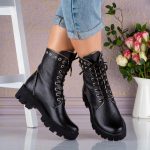 Bocanci din piele naturalan Vintage Black Polinski - imagine 4