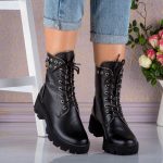 Bocanci din piele naturalan Vintage Black Polinski - imagine 3