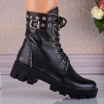 Bocanci din piele naturalan Vintage Black Polinski - imagine 2