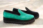 Balerini Green & Black piele naturala