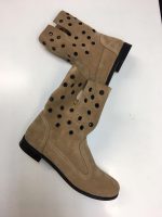 Ghete Dark Cream din piele naturala intoarsa