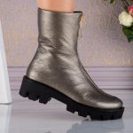 Ghete din piele naturala Gold Zipper - imagine 3