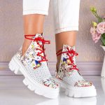 Bocanci White & Red din piele naturala
