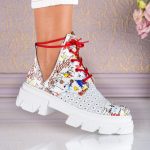 Bocanci White & Red din piele naturala - imagine 4