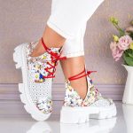 Bocanci White & Red din piele naturala - imagine 3