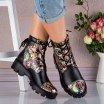 Bocanci din piele naturala Coral Black - imagine 3
