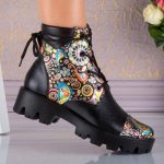 Bocanci din piele naturala Coral Black - imagine 5