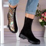 Ghete din piele naturala intoarsa Half Flowers - imagine 5