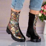 Ghete din piele naturala intoarsa Half Flowers - imagine 3