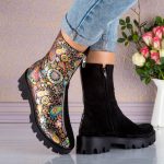 Ghete din piele naturala intoarsa Half Flowers - imagine 2