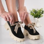 Pantofi dama Ribbon din piele naturala intoarsa