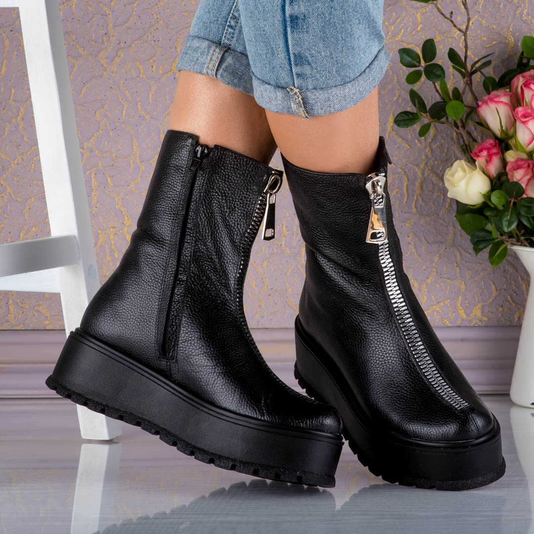 Ghete din piele naturala Black Zip (2) Ghete din piele naturala Black Zip - imagine 4