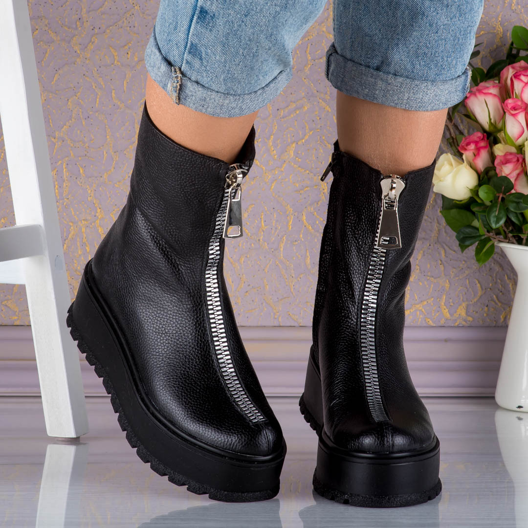 Ghete din piele naturala Black Zip (4) Ghete din piele naturala Black Zip - imagine 2