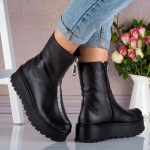 Ghete din piele naturala Black Zip - imagine 5