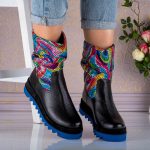 Ghete din piele naturala Rainbow Pattern - imagine 2