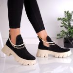 Ghete White Pearls din piele naturala intoarsa