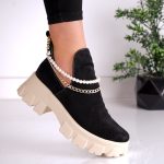 Ghete White Pearls din piele naturala intoarsa - imagine 3