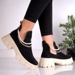 Ghete White Pearls din piele naturala intoarsa - imagine 2