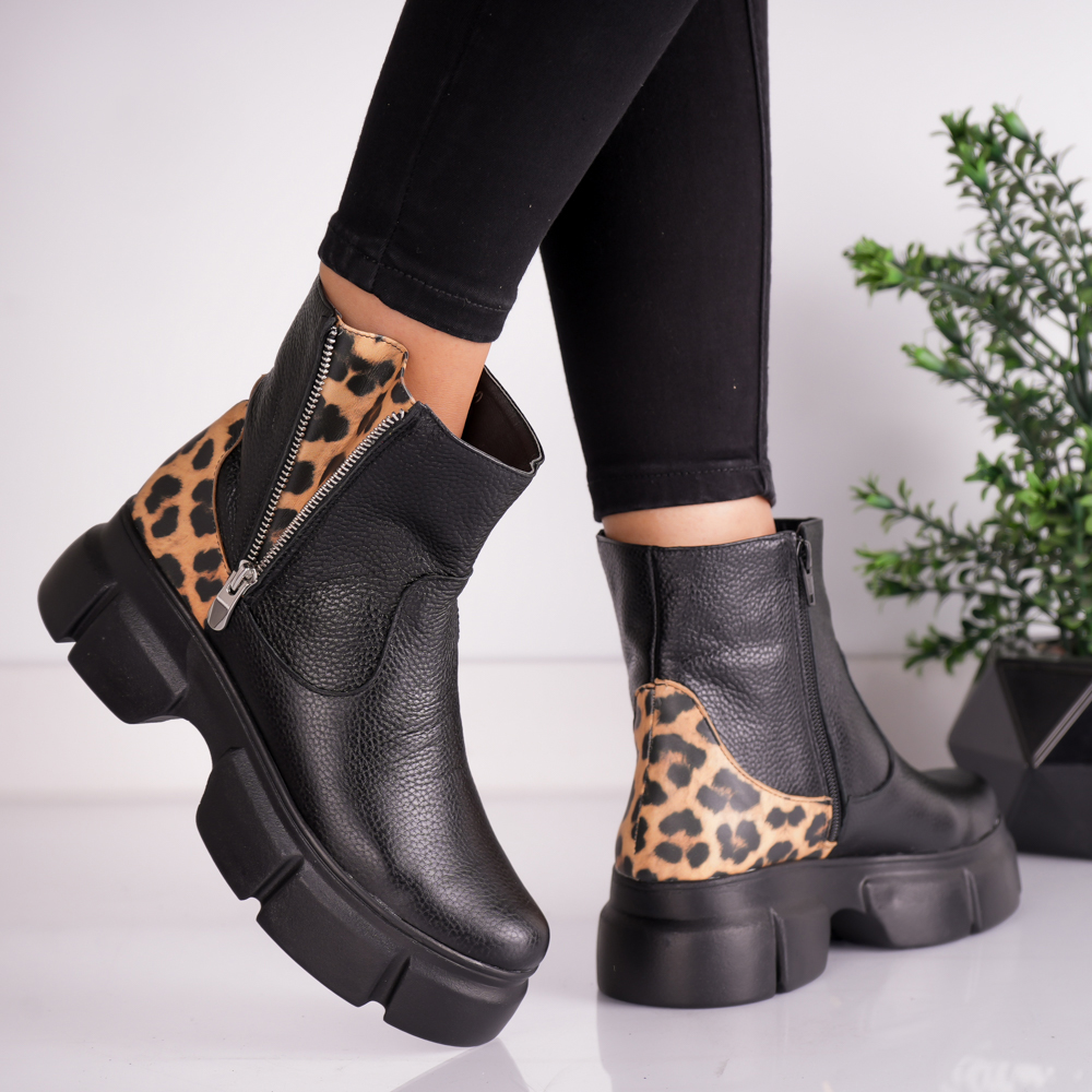 Ghete Black Leopard (2) Ghete dama Black Leopard din piele naturala - imagine 2