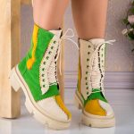 Bocanci din piele naturala Vibrant Green