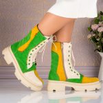 Bocanci din piele naturala Vibrant Green - imagine 3
