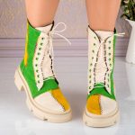 Bocanci din piele naturala Vibrant Green - imagine 4