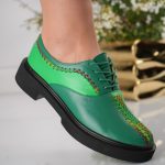 Pantofi dama Green Shade din piele naturala - imagine 3
