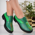 Pantofi dama Green Shade din piele naturala - imagine 2