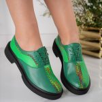 Pantofi dama Green Shade din piele naturala - imagine 4