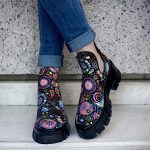 Ghete Floral Noir din piele naturala - imagine 4