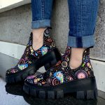 Ghete Floral Noir din piele naturala - imagine 2