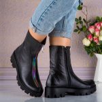 Ghete din piele naturala Noir Rainbow Zipper - imagine 2