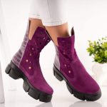 Ghete Magenta Mosaic din piele naturala - imagine 4