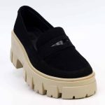 Pantofi  dama Soft Black & Beige din piele naturala - imagine 2