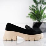 Pantofi  dama Soft Black & Beige din piele naturala