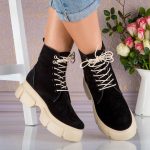 Bocanci Soft Black & Beige din piele naturala intoarsa - imagine 8