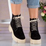 Bocanci Soft Black & Beige din piele naturala intoarsa - imagine 7