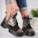 Bocanci Cool Vibes din piele naturala cu detalii laterale si siret