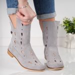 Ghete Devon cu model perforat din piele naturala intoarsa - imagine 3