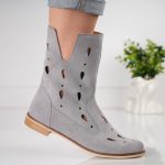 Ghete Devon cu model perforat din piele naturala intoarsa - imagine 2