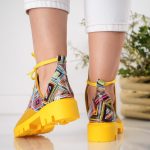 Bocanci Funky Pattern cu detalii laterale si siret din piele naturala - imagine 2