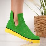 Ghete Green Joy cu detalii perforate din piele naturala intoarsa - imagine 4