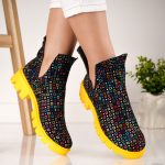 Ghete de dama Multicolor Dots cu talpa galbena - imagine 3