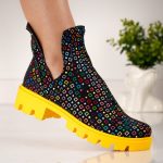 Ghete de dama Multicolor Dots cu talpa galbena - imagine 2