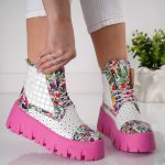 Bocanci Pink Passion cu detalii florale - imagine 2