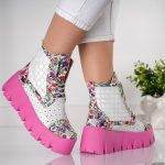 Bocanci Pink Passion cu detalii florale - imagine 3